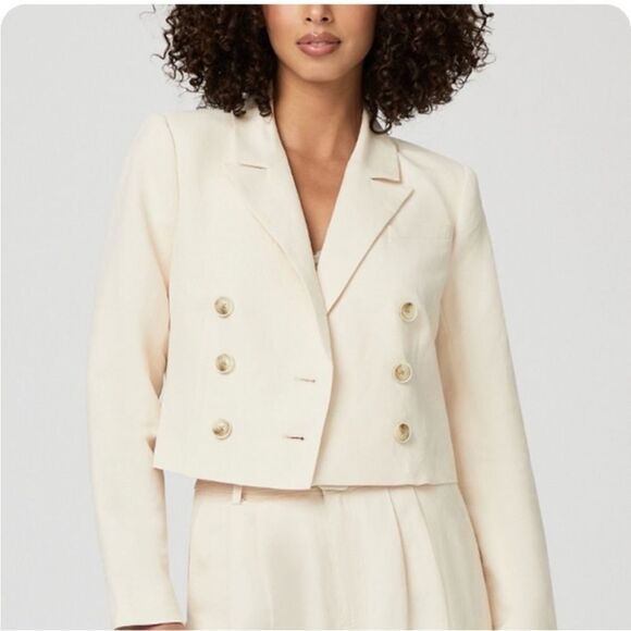 Paige Eclipse Ivory Cropped Double Breasted Blazer NWT $299 - Picture 4 of 5